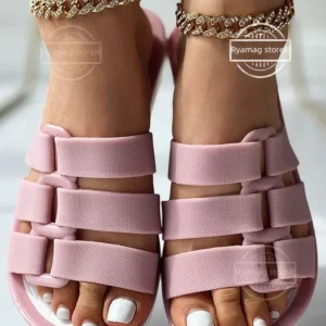 slippers women Buckled Strap Summer Beach Slippers Plastic Sandals Classic Clogs Women's Buckle Garden Slippers Quick-drying - Image 5