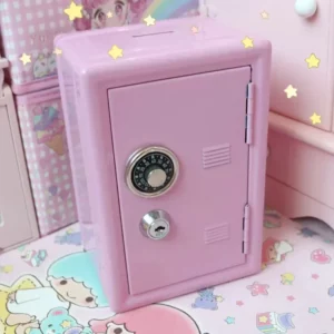 NEW Ins Safe Box Organizer Iron Pink Desk Decorative Box Piggy Bank Metal Mini Cabinet Money Storage Box Kawaii Storage Box - Image 3