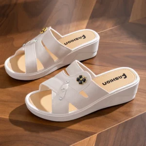 Women Shoes Summer Slippers Women Wear Outside Thick Sole Wedge Heels Fashion Slippers Soft Bottom Mother Shoes Zapatos De Mujer - Image 1