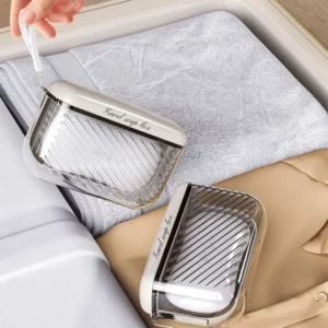 Travel Soap Box Transparent Sealing Cover Portable White Soap Dish Outdoor Camping Tourism Bathroom Soap Holder Storage Case - Image 3