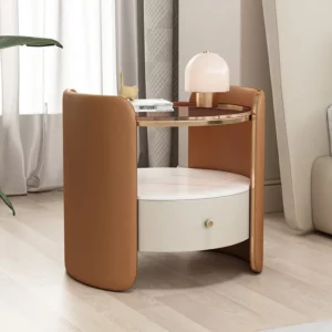 Wholesale Bedside Table Simple Modern Round Home Bedroom Cat Scratching Leather Bedside Cabinet - Image 4