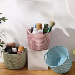 Portable Lightweight Plastic Container Case with Handle, Large Capacity Drain Storage Baskets, Stationery, Toiletries, Cosmetics - Image 2