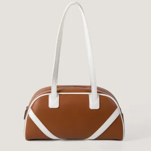 Simple PU Leather Women Shoulder Bags 2024 Korean Spliced Color Commuter Handbags Textured Zipper Underarm Bag - Image 1