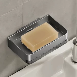Aluminum Alloy Soap Holder Bathroom Soap Dish With Drain Water Wall Mounted Soap Box Bathroom Accessories - Image 4