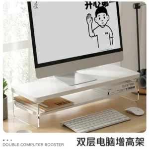 computer monitor stand Double layer acrylic transparent Suspension sensation Office desk keyboard storage monitor stand riser - Image 3