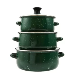 Stew Pot Enamel Soup Bowl with Lid Household Double Ear Enamel Bowl Baking Hand-painted Cute Baking 3 Set - Image 5