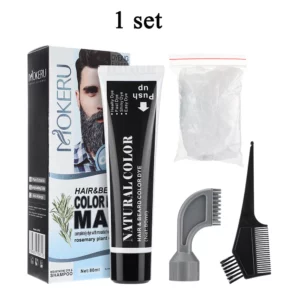 3 Minutes Black Beard Dye Cream With Comb 80ml Rosemary Natural Black Beard Dye Shampoo Pure Plant-Based Instant Hair Dye Cream - Image 5