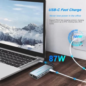 USB C HUB, USB C Adapter Dongle with 4K HDMI/VGA/Type C PD/RJ45/ SD/TF Card Reader For MacBook Pro/Air M1 iPad - Image 2