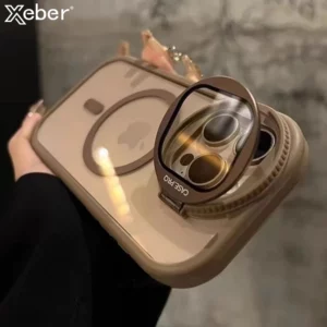 Camera Lens Protection Flip Bracket Stand For Magsafe Magnetic Case for iPhone 15 11 12 13 14 16 Pro Max Plus Transparent Cover - Image 1