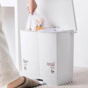 double barrel Step Trash Can OdorProof Kitchen Waste Bin with Lid Large Capacity Dry/Wet Separation bin Anti-Leakage garbage bin - Image 5