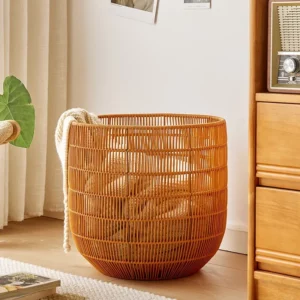 Imitation Rattan Decorative Storage Basket Household Large Capacity Laundry Basket Bathroom Waterproof Dirty Clothes Basket - Image 3