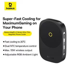Baseus Magnetic Phone Cooler with Wireless Charging for iPhone 16 15 14 Pro Max Phone Stand Holder Gaming Radiator Cooling Fan - Image 1