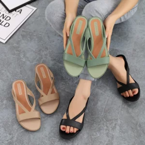 2022 NEW Low Heel Sandals Thick Soled Female Wedge Outdoor Sandals Casual Slippers for Women Summer Footwear Fashion Beach Shoes - Image 1