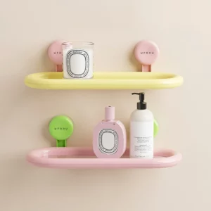UFORU Suction cup oval shelf Bathroom perforation-free wall-mounted shower gel hand sanitizer dopamine storage shelf - Image 2