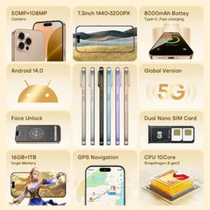 2025 Brand New Original 16G+1T For Smartphone 7.3 inch I16 Max Full Screen 4G 5G Cell Phone 8000mAh Mobile Phones Global Version - Image 5