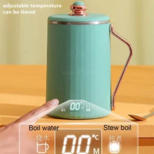 110V/220V Electric Kettle Portable Heating Cup Thermostat Heat Preserving Pot Electric Stew Cup Desktop Boiling Water Cup 450ML - Image 2