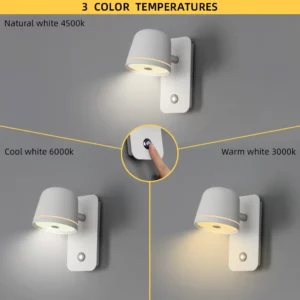 Aisilan LED Dimmable Wall Lamp with On/Off Switch Adjust Brightness and 3-CCT Rotation Wall Sconce for Bedside Living Room - Image 4