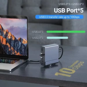 16 in 1 Docking Station Multiport Adapter with Dual 4K HDTV/DisplayPort 7USB Ports 100W PD Audio SD TF for MacBook - Image 3