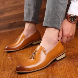 Luxury Mens Leather Shoes Office Men Formal Oxfords Pointed Oxford Wedding Leather Men Dress Shoes Fringed Loafers Social Shoesc - Image 2