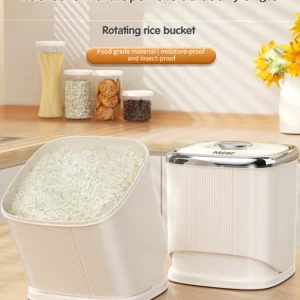 Rice Bucket Moisture Proof Grain Dispenser Rotating Kitchen Powder Storage Box Household Insect-proof Storing Rice Container Box - Image 6