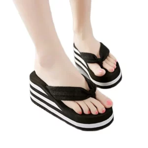 Platform Sandals Women High Heeled Summer Beach Outdoor Indoor Casual Wedges Slippers Black Home Bathing Flip Flops - Image 3