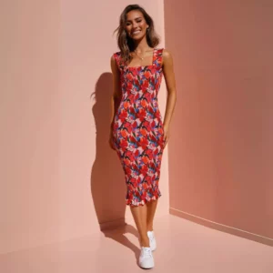 Women's Sexy Vacation Style Ruffled Pleated Tight Dress - Image 1