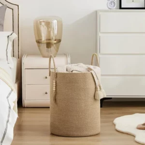 Large Capacity 38X50cm Woven Basket Laundry Basket Sundry Toy Storage Organizer Dirty Cloth Hamper Portable Diaper - Image 2