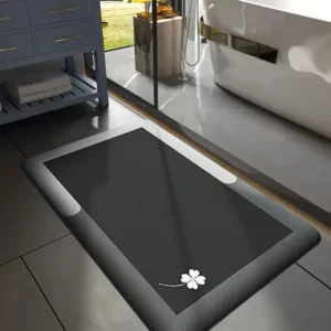 Flannel Thickened Absorbent Bathroom Floor Mat Printed Toilet Non-slip Foot Mat Bedroom Square Carpet Entrance Mat - Image 3
