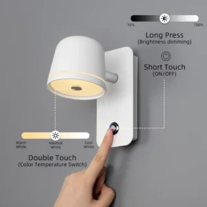 Aisilan LED Dimmable Wall Lamp with On/Off Switch Adjust Brightness and 3-CCT Rotation Wall Sconce for Bedside Living Room - Image 5