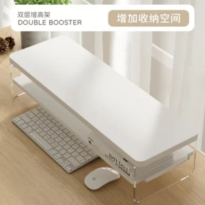 computer monitor stand Double layer acrylic transparent Suspension sensation Office desk keyboard storage monitor stand riser - Image 2