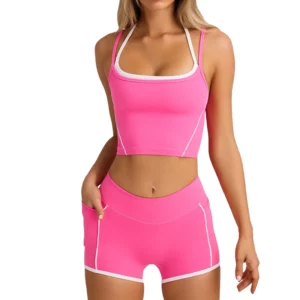 Sports Underwear Vest Shorts Suspender Bra Beauty Back Pilates Skinny High Elastic Fitness Running Yoga Set Clothes for Women - Image 3