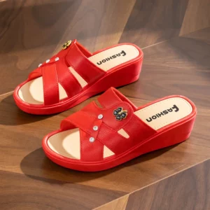 Women Shoes Summer Slippers Women Wear Outside Thick Sole Wedge Heels Fashion Slippers Soft Bottom Mother Shoes Zapatos De Mujer - Image 3