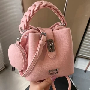 Temperament Lock Bucket Bag for Women 2025 New Summer Single Shoulder Crossbody Bag Popular Handbag Soft Pu Daily Commuting Bag - Image 2