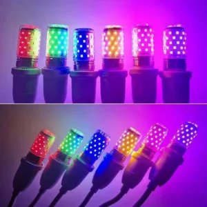 Bulb E27 LED Colorful Corn Bulb 12W Pink Red Blue Green Purple Golden 7Colors Lamp AC 220V Bulb Chandelier Decoration - Image 2