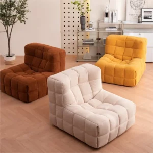X&D Lazy Retro Corduroy Waffle Sofa Simple Modern Living Room Balcony Designer Casual Sofa Chair Caterpillar Sponge Relax Sofa - Image 6