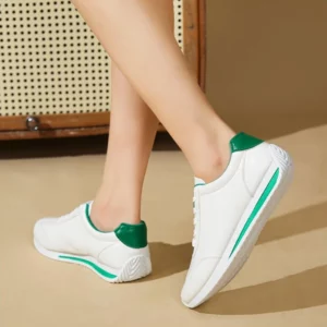 White Leather Sneakers Women's Sport Vulcanized Shoes 2025 Spring/autumn Round Head Sneakers Casual Comfortable Shoes for Women - Image 5