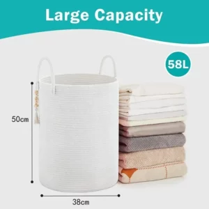 Large Capacity 38X50cm Woven Basket Laundry Basket Sundry Toy Storage Organizer Dirty Cloth Hamper Portable Diaper - Image 5
