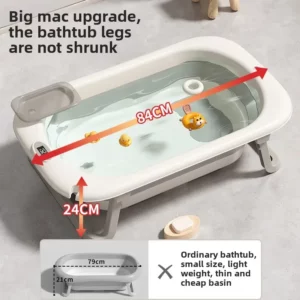 Foldable Newborn Baby Bathtub with Anti-Slip Design Enlarged Warm Infant Tub for Sitting Lying Positions Portable Shower Basin - Image 4