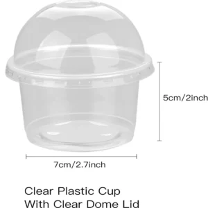 50/100Pcs 250ML Disposable Salad Cup Transparent Plastic Dessert Cups Bowls Container with Dome/Flat Lids for Ice Cream Cupcake - Image 6