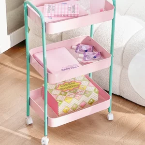 3 Layer Home Contrast Color Trolley Storage Shelf Multi layer Movable Trolley Cosmetics Snack Storage Rack Bathroom - Image 5
