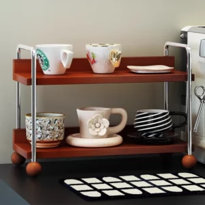 Kitchen Seasoning Rack Solid Wood Two-layer Multifunctional Countertop Seasoning Storage Cabinet Oil Salt Sauce Vinegar Storage - Image 5