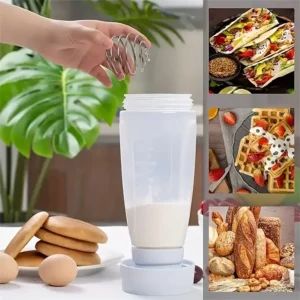 1PC 1000ml Hand-cranked Batter Mixing Bottle Easy Squeeze Bottle with Blender Ball Perfect for Cupcakes Pancakes Waffles Cakes - Image 4