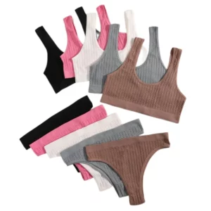 Women Seamless Bra Set High Waist Thongs Panties Wireless Bra Nonwire Bras Sexy Lingerie Set Female Sport Underwear Set - Image 5