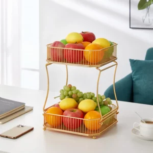 Detachable Black Tier Fruit Basket with Banana Hanger Large Capacity Fruit Bowl for Kitchen Countertop Stylish Hanging Storage - Image 1