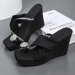 Women 10 CM Platform Sandals Rhinestone Decoration Garden Shoes Fashion Sexy Slippers Flip Flops Casual Outdoor Shoes Female 42 - Image 5