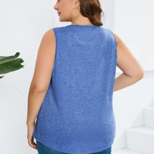 GIBSIE Plus Size Square Neck Pleat Front Solid Tank Top Women Casual Summer Fashion Loose Sleeveless Basic Tops For Women 2024 - Image 2