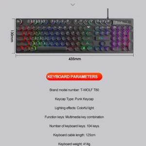 Shadow mechanical feeling, keyboard, desktop computer, laptop, esports game, illuminated wired keyboard - Image 3