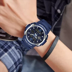 LIGE Man Watch Fashion Dual Display Digital Military Sport Quartz Watches Waterproof Blue Dial Calendar Chronograph Mens Watches - Image 6