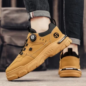 British Style Outdoor Men Work Shoes Rotating Button Fashion Motorcycle Shoes Versatile Men Casual Shoes Comfortable Sport Shoes - Image 4