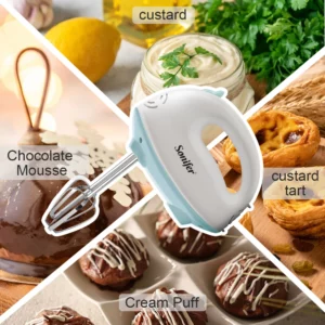 Hand Mixer with Full Copper Motor, 5 Speed Adjustment, 2 Beaters, 2 Whisks and Dough Hooks, Easy to Clean, Removable Accessories - Image 5